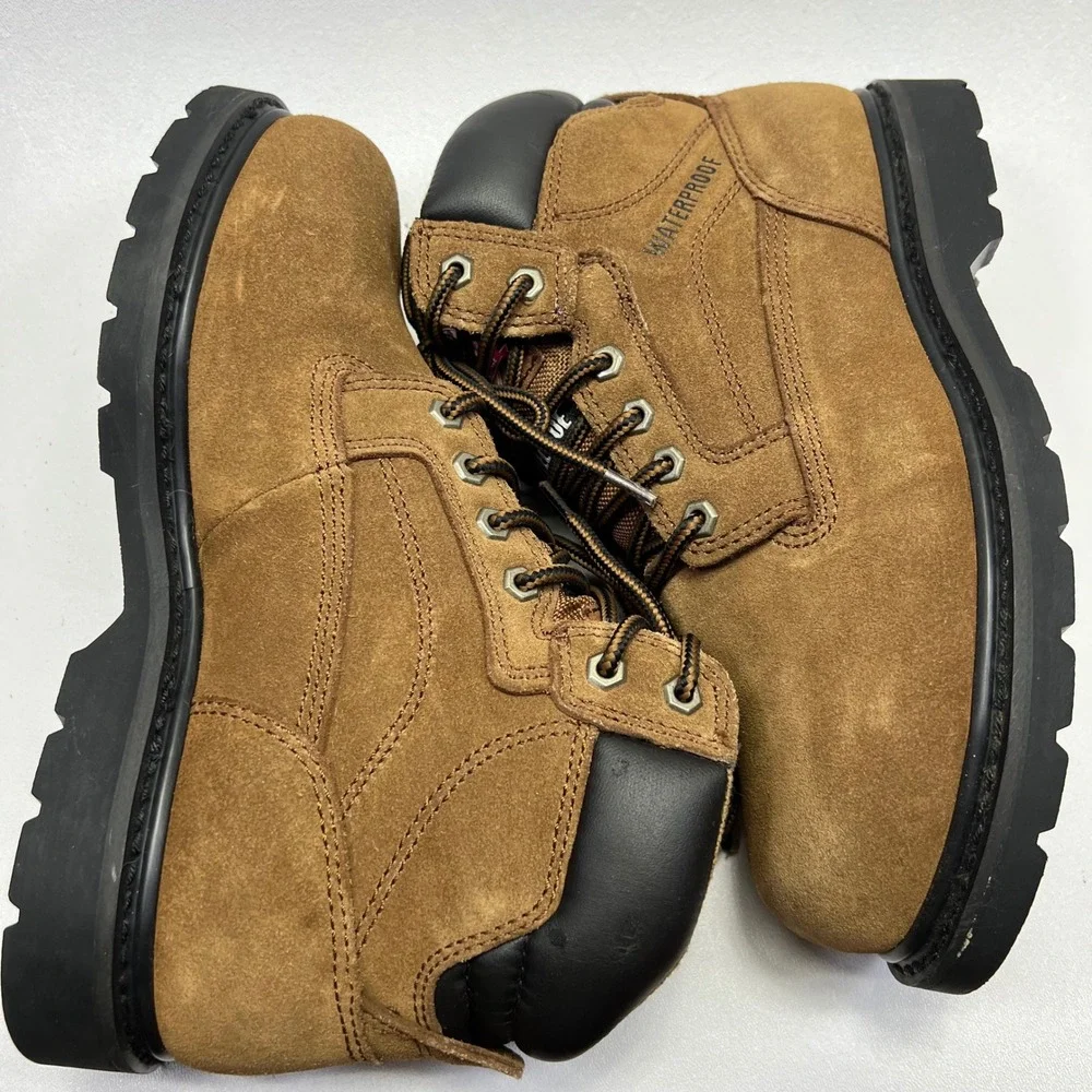 Brahma Alpha Boots Mens 7.5 Leather Steel Toe Waterproof Workwear No Insoles